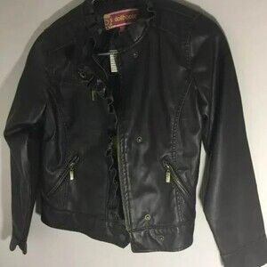 Girls Faux Leather Jacket Large Size 14